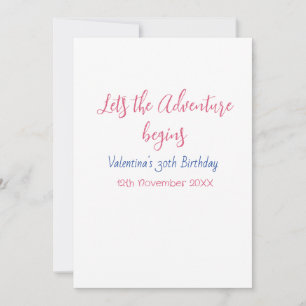Lasst das Abenteuer beginnen 30. Geburtstag Name Einladung