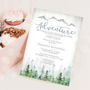 Lasst das Abenteuer beginnen Wald Baby Shower Einladung