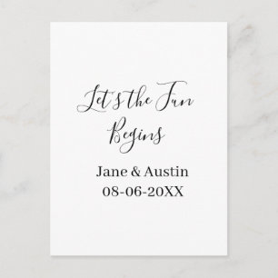 Lasst das Vergnügen beginnen Hochzeitspaar Name Da Postkarte