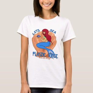 Lässt den freien Seeplastik! Blaue Meerjungfrau T-Shirt