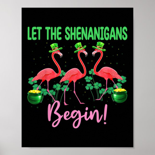 Lasst den Schabernack beginnen Flamingo Leprechaun Poster (Vorne)