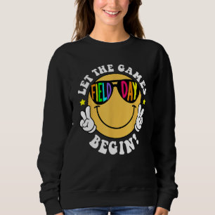 Lasst den Spiel-Field-Day beginnen Lächeln Gesicht Sweatshirt