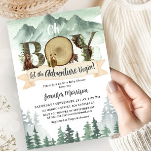 Lasst die Abenteuer beginnen Baby Shower Junge Wal Einladung
