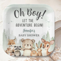Lasst die Abenteuer beginnen Baby Shower Junge Woo