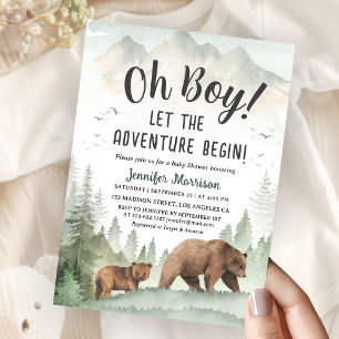 Lasst die Abenteuer beginnen, Junge, Wald Baby Sho Einladung