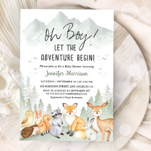 Lasst die Abenteuer beginnen Waldjunge Baby-Party Einladung