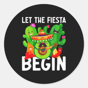 Lasst die Fiesta beginnen lustiger Cinco de Mayo m Runder Aufkleber