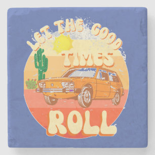 Lasst die guten Zeiten roll - im Stil der 70er Jah Steinuntersetzer