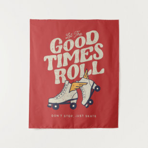 LASST DIE GUTEN ZEITEN ROLLEN 80er RETRO ROLLSCHUH Wandteppich