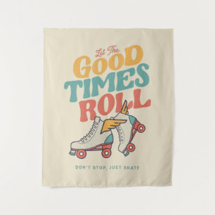 LASST DIE GUTEN ZEITEN ROLLEN 80er RETRO ROLLSCHUH Wandteppich