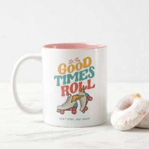 LASST DIE GUTEN ZEITEN ROLLEN 80er RETRO ROLLSCHUH Zweifarbige Tasse