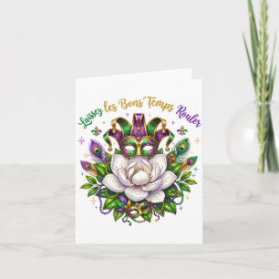 Lasst die guten Zeiten rollen Mardi Gras Maske Karte