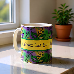 Lasst die guten Zeiten rollen Mardi Gras Masken Kaffeetasse