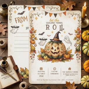Lasst die Kürbis-Zeiten rollen Halloween-Einladung Einladung