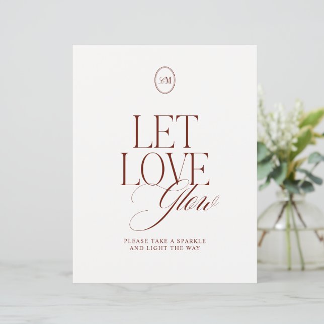 Lasst die Liebe leuchten Abschieds-Wedding-Schild  (Stehend Vorderseite)