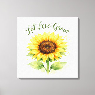 Lasst die Liebe wachsen – Aquarell-Sonnenblume Leinwanddruck