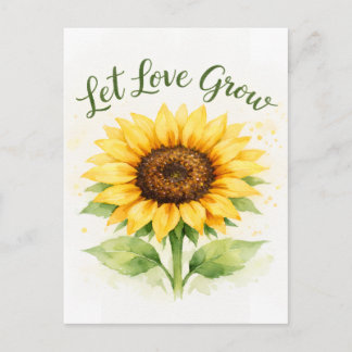 Lasst die Liebe wachsen – Aquarell-Sonnenblume Postkarte