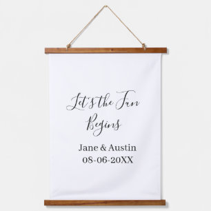 Lasst die lust beginnt Hochzeitspaar Name Datum ei Wandteppich Mit Holzrahmen