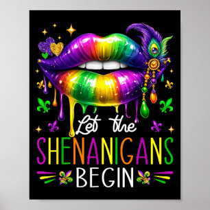 Lasst die Mardi Gras-Scherze beginnen Lippenstift Poster
