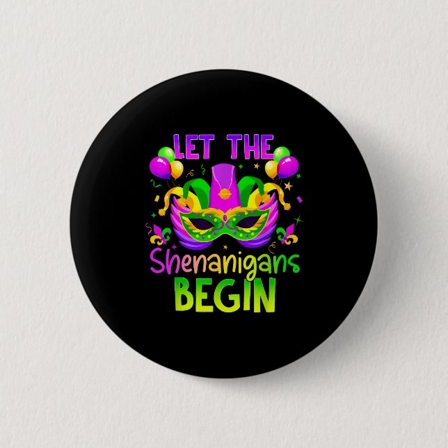 Lasst die Mätzchen beginnen Jester Lustiger Mardi  Button (Vorderseite)