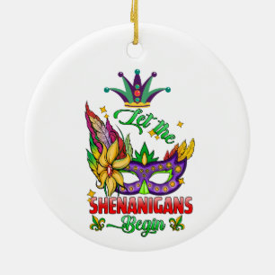 Lasst die Schabernacke beginnen Mardi Gras Weihnac Keramik Ornament