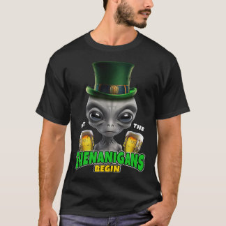Lasst die Schelmereien beginnen Alien St. Patrick T-Shirt