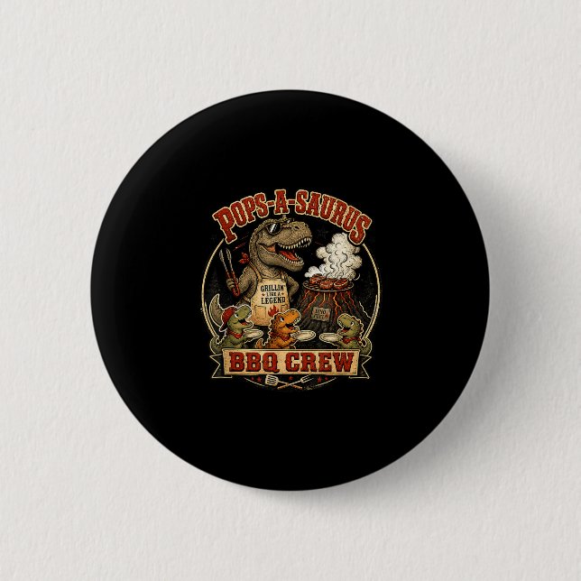 Lässt einen Saurus BBQ-Crew lustiger Dinosaurier-V Button (Vorderseite)