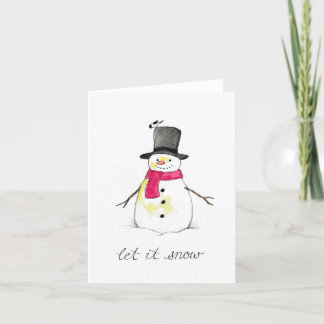Lasst es schneien Schneemann Feiertagskarte