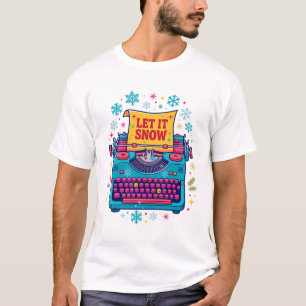 Lasst es schneien Vintage-Schreibmaschinen-Kunst T-Shirt