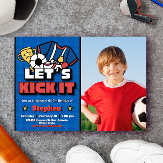 Lasst es uns kippen - Fußball Fußball mit Foto Einladung