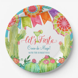 Lässt Fiesta-Kaktus blaues Cinco De Mayo Margarita Pappteller