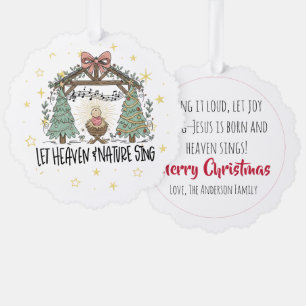 „Lasst Himmel und Natur singen“ Weihnachtsgeschich Ornament Karte