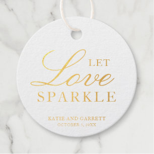 Lasst Liebe funkeln Elegante Goldfolie Hochzeit Geschenkanhänger