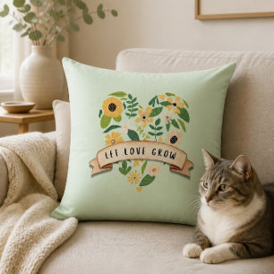 Lasst Liebe wachsen Botanisches Herz Kissen