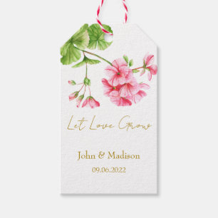 Lasst Liebe wachsen Geranium-Samenpackung Hochzeit Geschenkanhänger