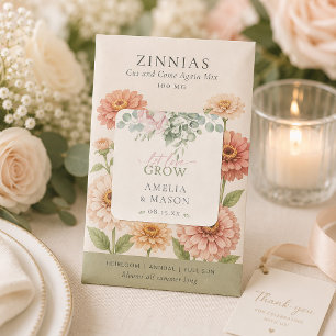 Lasst Liebe wachsen, rosafarbenes florales Hochzei Quadratischer Aufkleber