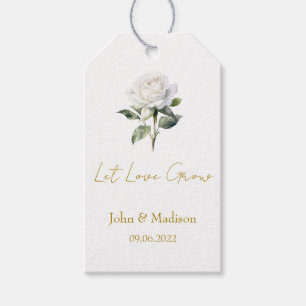 Lasst Liebe wachsen Weiße Rosensamenpackung Hochze Geschenkanhänger
