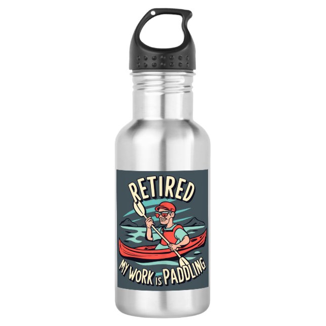 Lässt meine Arbeit Kayak paddeln Edelstahlflasche (Vorderseite)