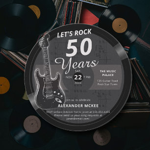 Lasst uns 50 Gitarren-Musik Vintage-LP Männer Gebu Einladung