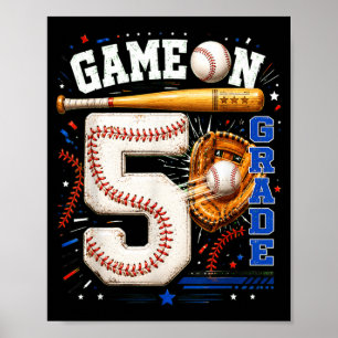 Lasst uns 5. Klasse zurück zur Schule Baseball Fün Poster