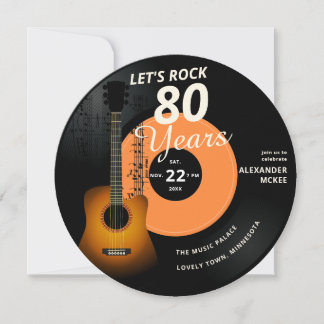 Lasst uns 80 Jahre Gitarre Vintag aufnehmen Geburt Einladung