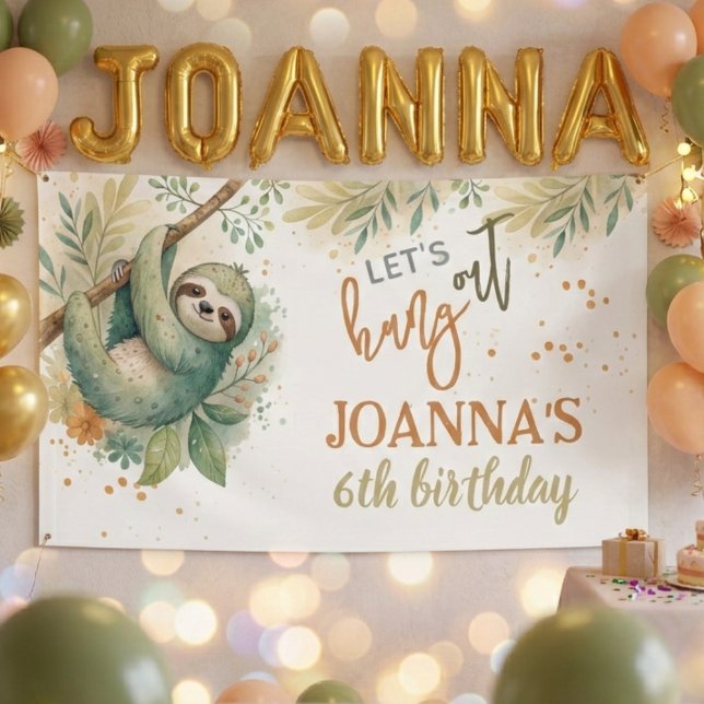Lasst uns abhängen Faultier Kindergeburtstag Banner (Von Creator hochgeladen)