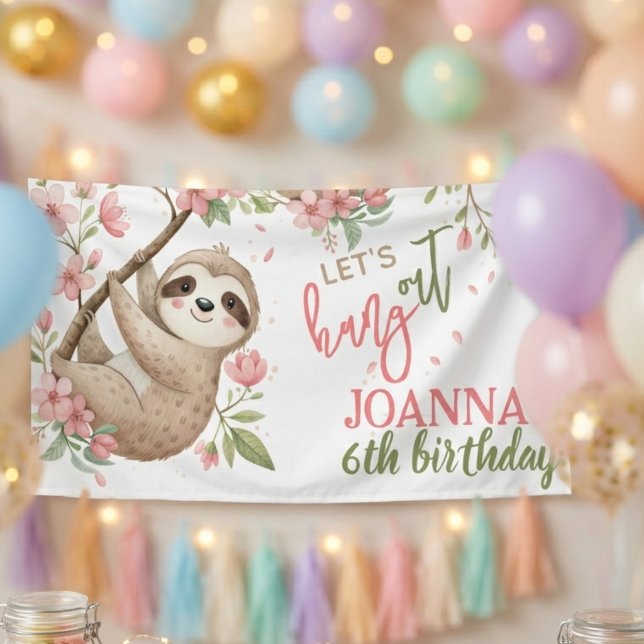 Lasst uns abhängen Faultier Kindergeburtstag Banner (Von Creator hochgeladen)