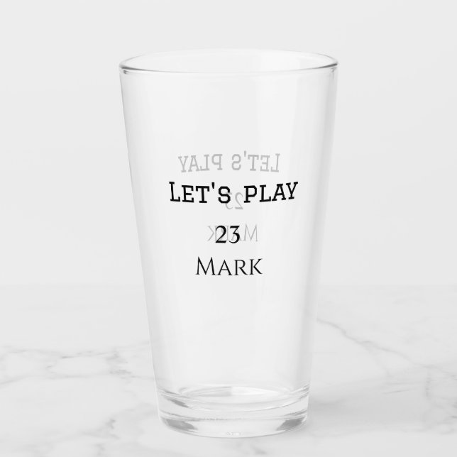 Lasst uns Add Name Monogramm Buchstaben Sport Männ Glas (Vorderseite)