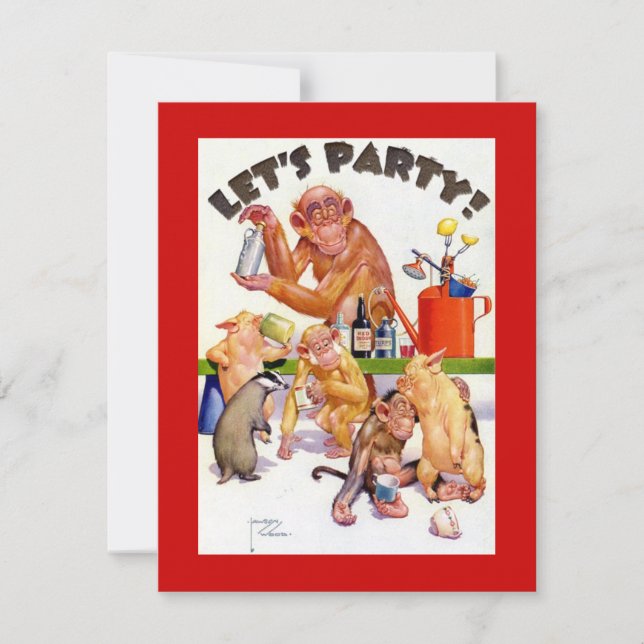 Lasst uns Affen-Shines Party machen Einladung (Vorderseite)