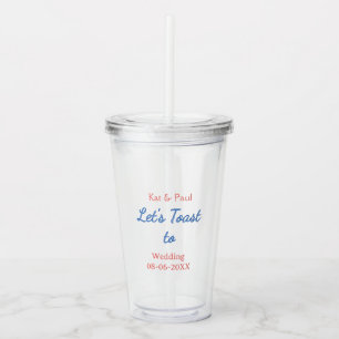 Lasst uns auf die Hochzeit Name Datum einfaches Pa Acryltrinkbecher