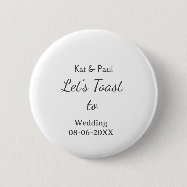 Lasst uns auf die Hochzeit name datum einfaches Pa Button (Vorderseite)