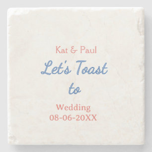 Lasst uns auf die Hochzeit name datum einfaches Pa Steinuntersetzer