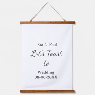 Lasst uns auf die Hochzeit name datum einfaches Pa Wandteppich Mit Holzrahmen