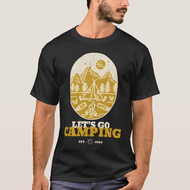 Lasst uns auf ein Camping-Abenteuer gehen retro T-Shirt (Vorderseite)